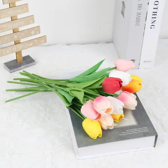 24PCS Real Touch Tulips Artificial Flowers for Decoration Fake Tulips Fake Flowers Floral Arrangements {3}