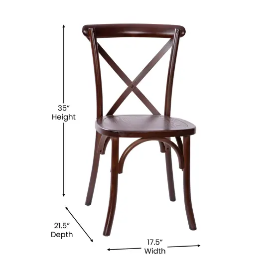 Merrick Lane Bardstown X-Back Bistro Style Wooden High Back Dining Chair Walnut {4}