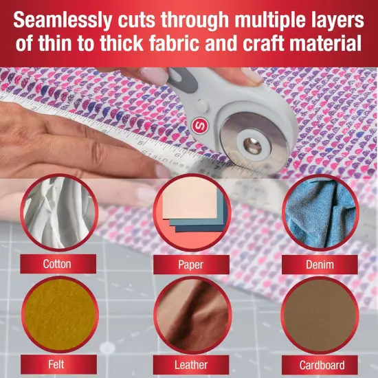 Quilting Tool Kit with 24-Count Fabric Clips, 24-Inch Folding Ruler, and 45mm Rotary Cutter - Quilting Supplies for Patternmaking, Sewing, Fabric Work {3}