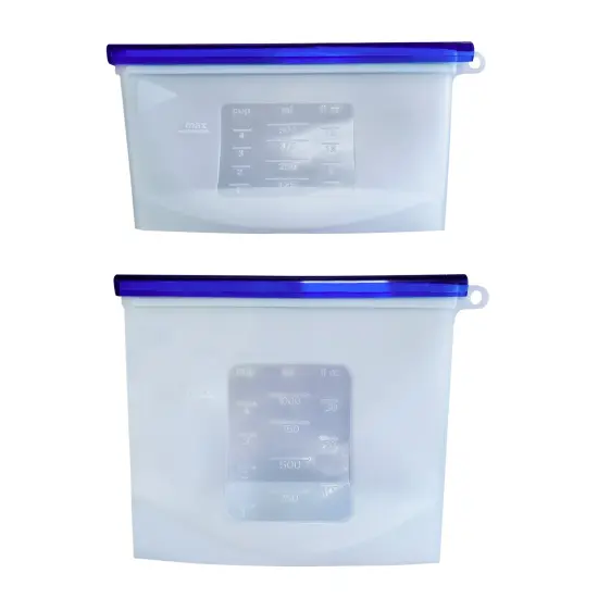 7Penn Silicone Food Storage Bag 500mL and 1000mL - 2pk Blue Reusable Food Bags {1}