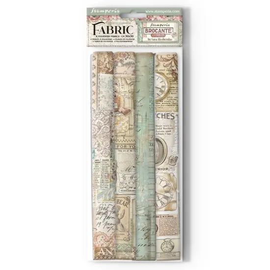 Stamperia Polyester Fabric 12"X12" 4/Pkg-Brocante Antiques {1}
