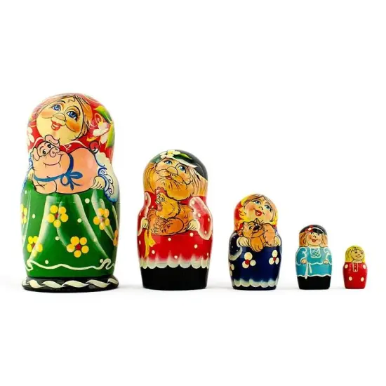Set of 5 Farmers Family Nesting Dolls 7 Inches {1}