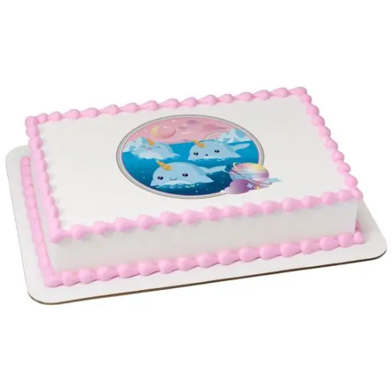 Cute Narwhale PhotoCake® Edible Cake Topper Icing Image, {4}
