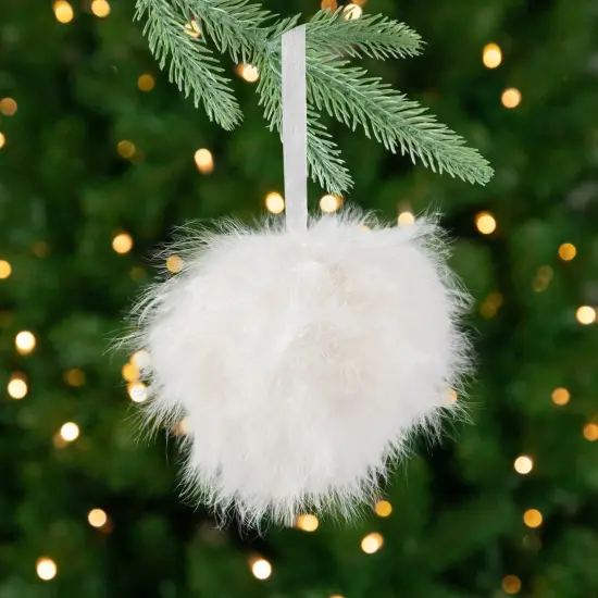 Northlight Wispy Feather Christmas Ball Ornament - 6" - White {1}