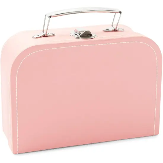 Set of 3 Different Sizes of Paperboard Suitcases with Metal Handles, Decorative Cardboard Storage Boxes (Pink) {7}