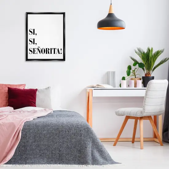 Stupell Industries S&iacute;, S&iacute;, Se&ntilde;orita Framed Floater Canvas Wall Art Black Floater Frame {2}