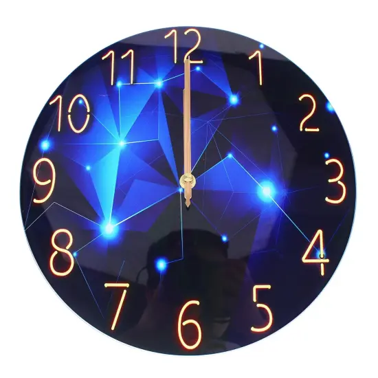 12" Blue Wall Clock, Silent & Large Wall Clocks for Living Room/Office {1}