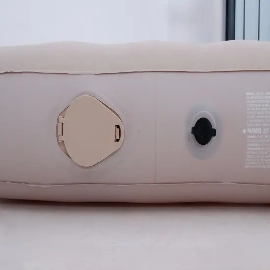 Pool Central Flocked Inflatable Airbed with Rechargeable Bulit-In Electric Pump - Twin Beige {6}