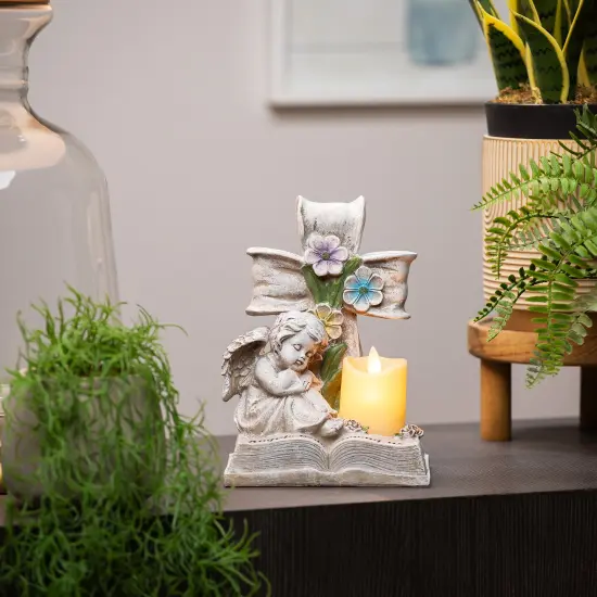 Northlight Angels Walk Among Us Flameless Cherub Candle Holder - 8" Beige {1}