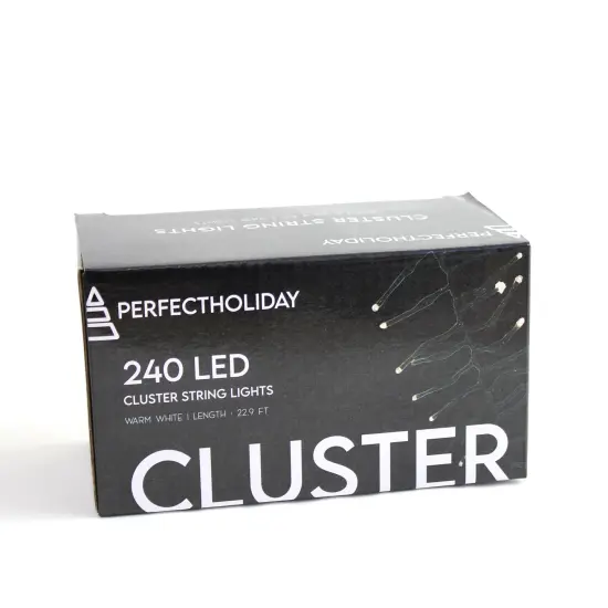 Perfect Holiday 240 LED Cluster Lights Black Wire Warm white {6}