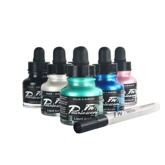 Daler-Rowney FW Acrylic Ink Set 6/Pkg-Pearlescent {5}