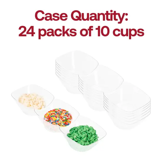 Clear Rectangular 3-Hole Mini Plastic Bowls (240 Bowls) {5}