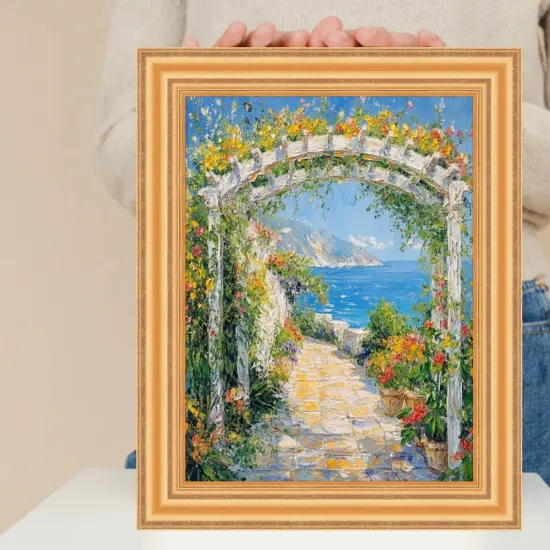 Bright Gold Leaf Wave Picture Frame 20x20 frame {2}