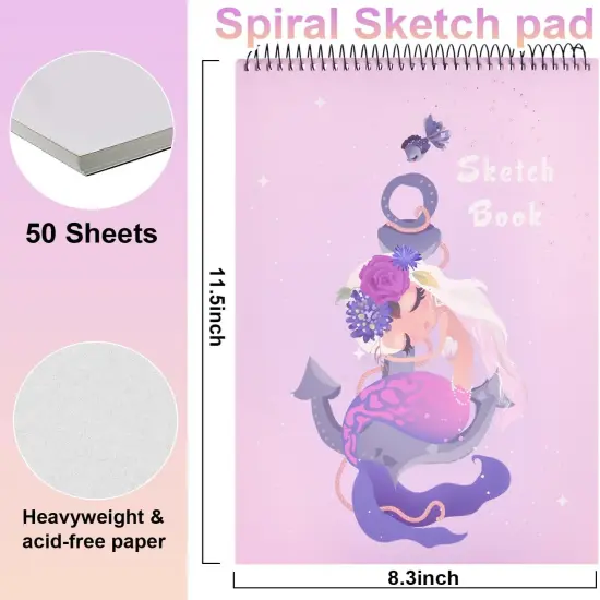 Sketch Book for Kids, 8&rdquo;X11.5&rdquo; 100 Pages(110gsm), Spiral Bound Artist Sketch Pad, Durable Acid Free Sketchbook for Painting, Sketching or Doodling, Best Gifts for Drawing Boys and Girls, White {2}