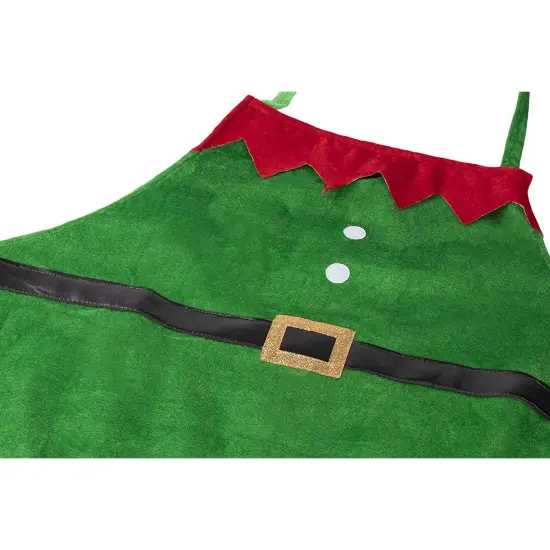 Christmas Apron with Hanging Legs, Elf Kitchen Accessory (35 x 23 In, Green) {4}