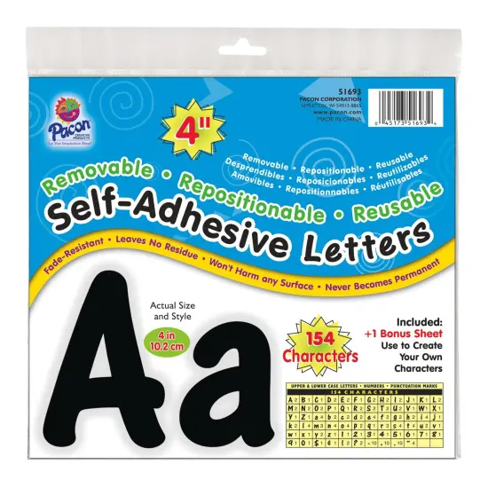 Self-Adhesive Letters, Black, Cheery Font, 4", 154 Characters {1}