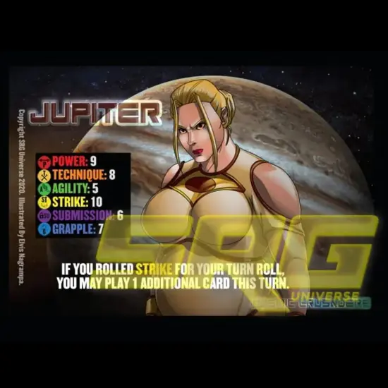 Supershow Cosmic Crusader: Jupiter - Wrestling Card and Dice Game. SRG Structure Deck. Ages 12+, 2-6 Players, 10 Min Game Play {3}