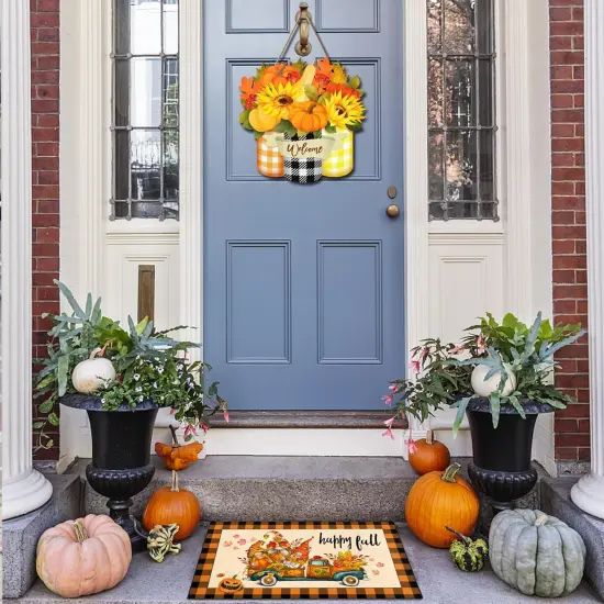 Door Sign Pumpkin Maple Leaf Welcome Wood Door(Fally) {3}