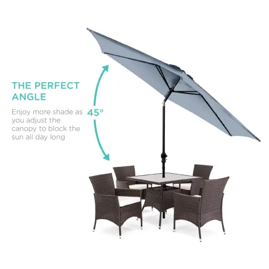 Best Choice Products 10ft Outdoor Steel Market Patio Umbrella w/ Crank, Tilt Push Button, 6 Ribs Breeze Blue {2}