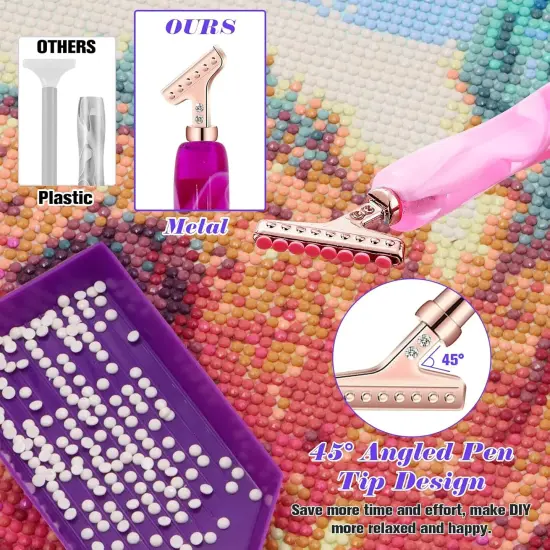 27-Piece Diamond Painting Pen Kit, 45&deg; Ergonomic Stainless Steel Metal Tips - Resin Diamond Art Pens - Diamond Painting Accessories Tools Pens for Diamond Painting Lovers Gifts (Rose Gold Tips) {5}