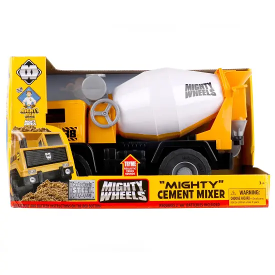 Mighty Wheels: 16" Mighty Cement Mixer Truck - Sounds Construction Toy Vehicle, Realistic Side Crank Spinning Drum, Indoor-Outdoor Play, Kids Ages 3+ {1}