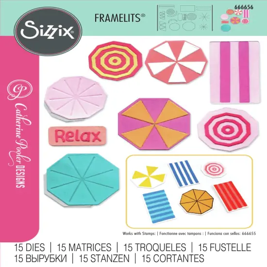 Sizzix Thinlits Die Set By Catherine Pooler 15/Pkg-Beach Blankets & Brellas #2 {1}