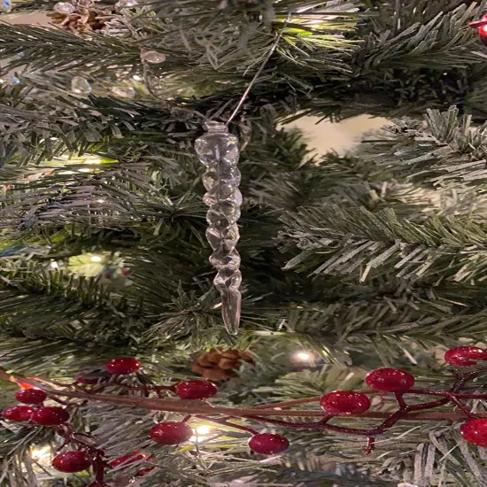 24Pcs Crystal Christmas Tree Ornaments Clear Acrylic Snowflake Icicles Set Crystal Hanging Ornament Set for Christmas Tree Winter Wonderland Frozen Birthday Wedding Home Party Decor {3}