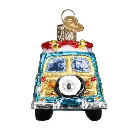 Old World Christmas 2.5 Inch Surf's Up Wagon Tree Ornament , Woody Ornament Blue {3}
