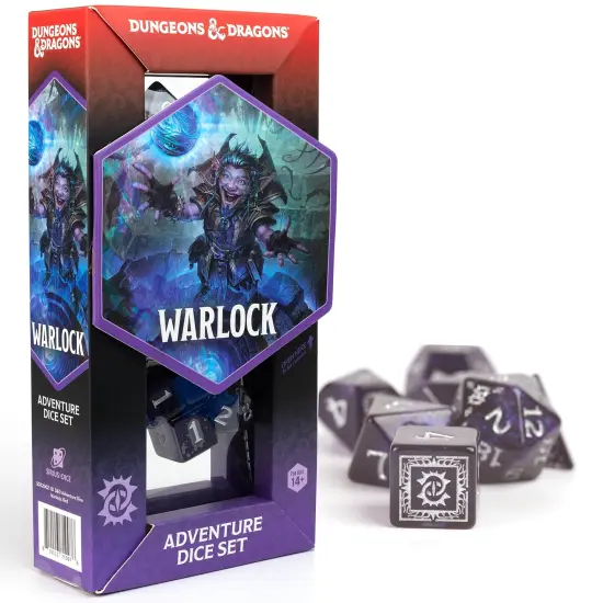 Dungeons & Dragons: D&D Adventure Dice: Warlock - Purple - 16pc RPG Set, Class Symbols, Roleplaying Game Accessory, Sirius Dice, Officially Licensed {1}