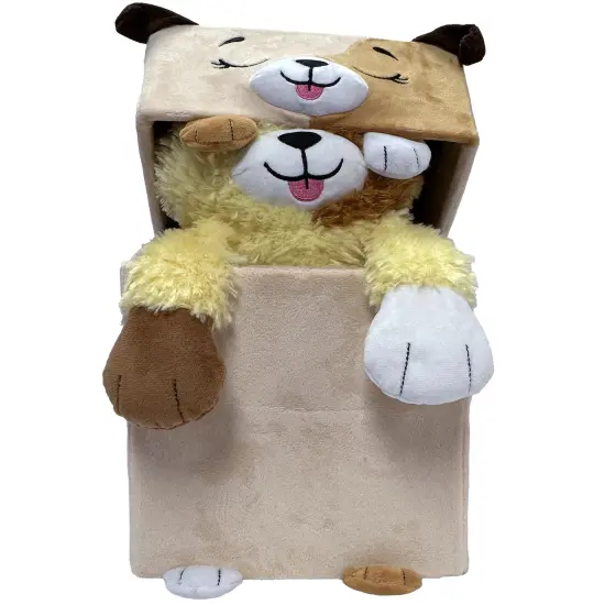 Happy Nappers: Adorable Storables - Dog - Tan & Brown - 8&rdquo; Character Box & Surprise 8&rdquo; Plush Toy w/ Weighted Paws, Square Storage Bin, Kids Ages 1+ {5}