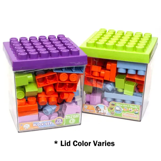 Roo Crew: Block Set - 75 Pieces - Assorted Lid Color, Building Activity Set, Colorful Blocks & Storage Container, Toddlers & Kids Ages 2+ {3}