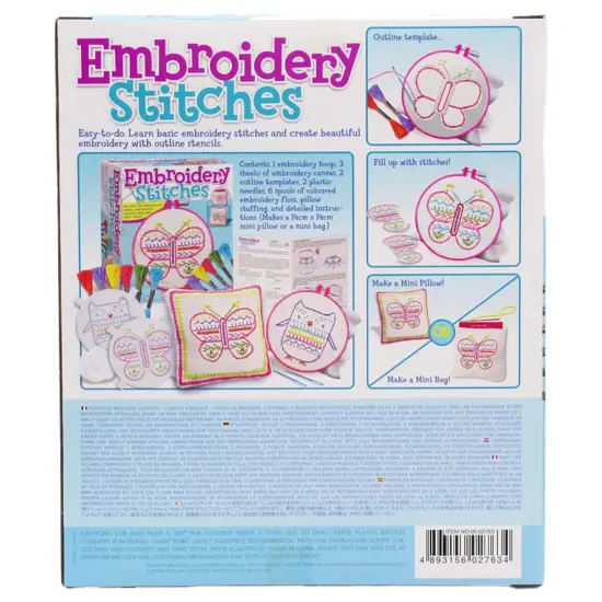 4M: Easy-To-Do: Embroidery Stitches - DIY Craft Set, Learn 10 Basic Skills, Floss-Stencils-Hoops-Canvases-Accessories, All-In-1, Beginners & Kids 8+ {4}