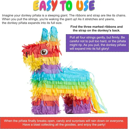 Donkey Pinyata Cinco de Mayo Small Pinata 16.5 inches Mexican Party Decoration for Birthdays, Fiestas and Kids Party Favors {3}