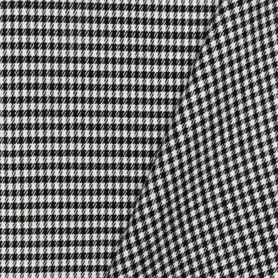 Simple Black-White Houndstooth Check Polyester Twill Woven Fabric By the Yard {4}