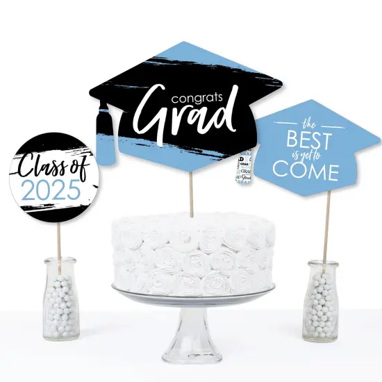Big Dot of Happiness Light Blue 2025 Graduation Party Centerpiece Sticks - Table Toppers - Set of 15 {6}