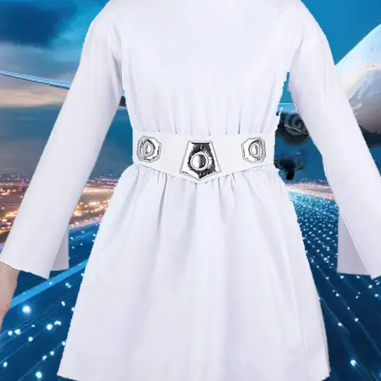 Kids Princess Leia Classic Costume, Star Wars White Dress with Belt {6}