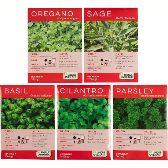 Unique Gardener: Culinary Herb Collection - DIY Biosphere Terrarium Starter Kit, Grow 5 Different Delicious Herb Plants, Kitchen Window Indoor Garden {6}