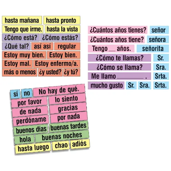 Poster Pals Spanish Educational & Language Teaching High Frequency Vocabulary Card phrase Posters, colorful laminated cards classroom reference and instruction {1}