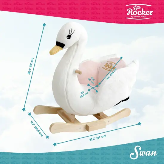 Gerardo's Toys: Little Rockers - Swan - Wooden Plush Ride-On Rocking Animal Toy, Plays Music, Removable Soft Fabric Cover, Toddler & Kids Ages 24mo+ {5}