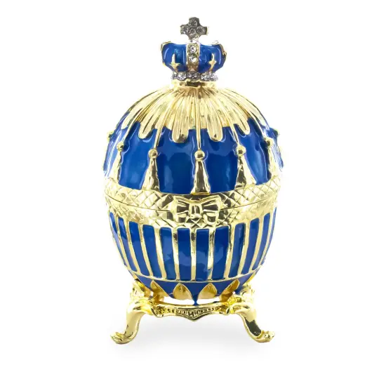 1885 Blue Enamel Ribbed Royal Imperial Easter Egg {1}