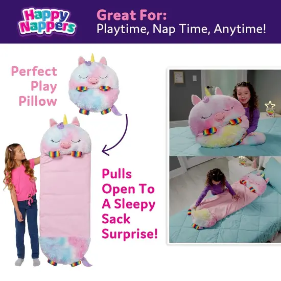 Happy Nappers: Pillow & Sleepy Sack: Medium - Rainbow Unicorn - 54 x 20", Plush Animal Character, 2-In-1 Pillow Sleeping Bag, Play, Kids Ages 3+ {4}