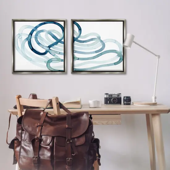 Stupell Industries Lively Organic Abstract Line Framed Floater Canvas Wall Art Gray Floater Frame {2}