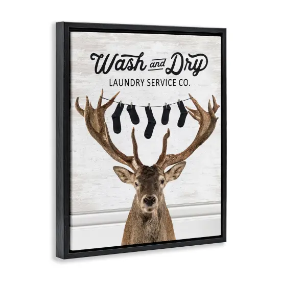 Stupell Industries Vintage Laundry Elk Clothesline Floating Frame Design by Lettered and Lined {3}