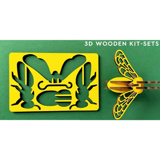 Little & Wood: Woodlet: Small - Honey Bee - Yellow, 3D Wooden Kit-Set, Insect Puzzle, Easy Assembly, Pop Build Fun, Sustainably Sourced Wood, Ages 6+ {5}