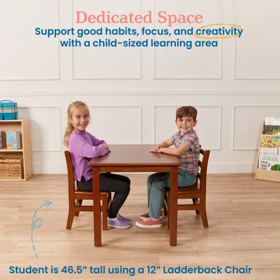 24in x 36in Rectangular Hardwood Table with 22in Legs, Kids Furniture Dark Walnut {3}