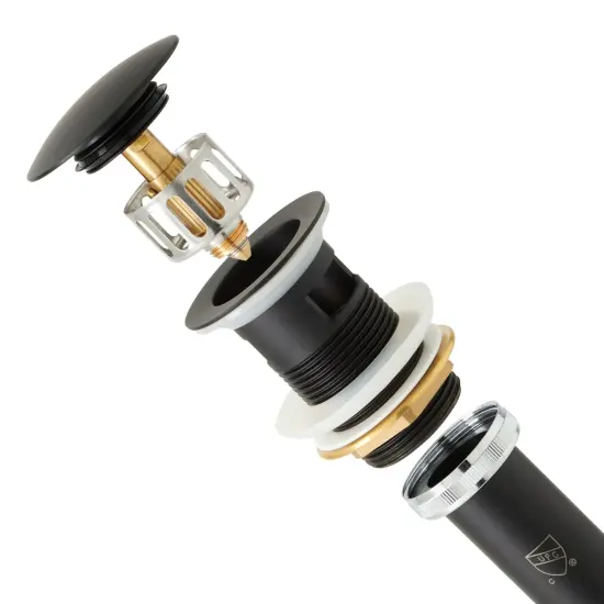 Matte Black Chrome Vessel Sink Drain Pop Up Stopper with Detachable Basket, 2.6 x 8.5 in {4}