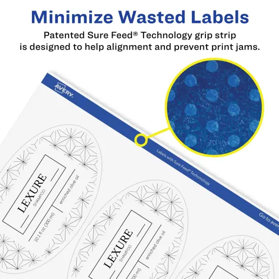Avery Matte White Removable Oval Labels with Sure Feed Technology, Print-to-the-Edge, 4.25" x 3.25" {4}