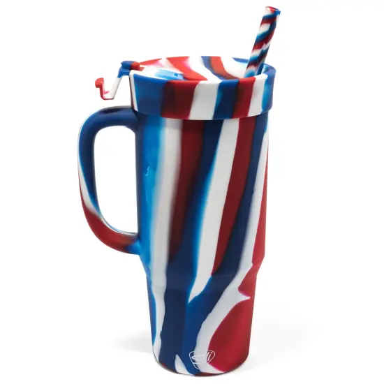 32oz Silicone Humbler W/ Lid & Straw, The Patriot (Red, White, Blue) {1}