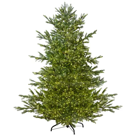 Northlight Real Touch&trade;️ Pre-Lit Full Oregon Noble Fir Artificial Christmas Tree - 6.5' - Warm White LED Lights Green {3}
