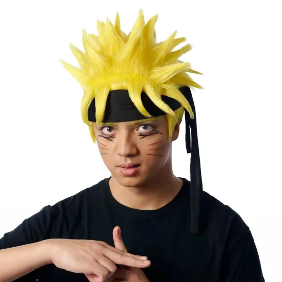 Anime Ninja Adult Yellow Costume Wig {1}